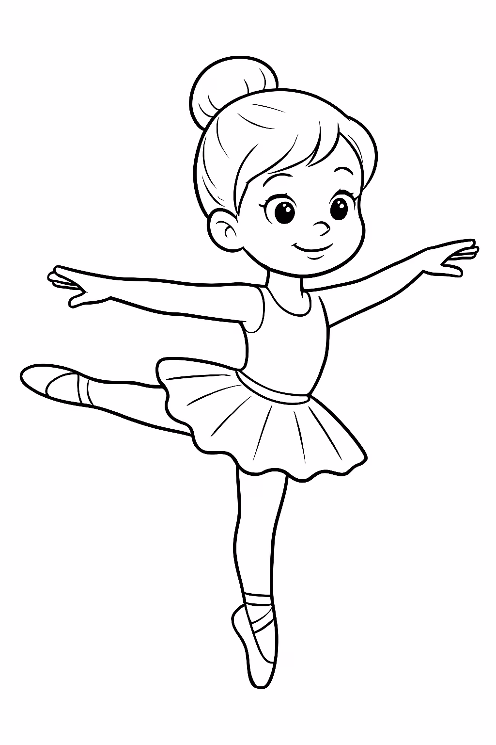 Bailarina fazendo um arabesque para colorir — desenho para imprimir