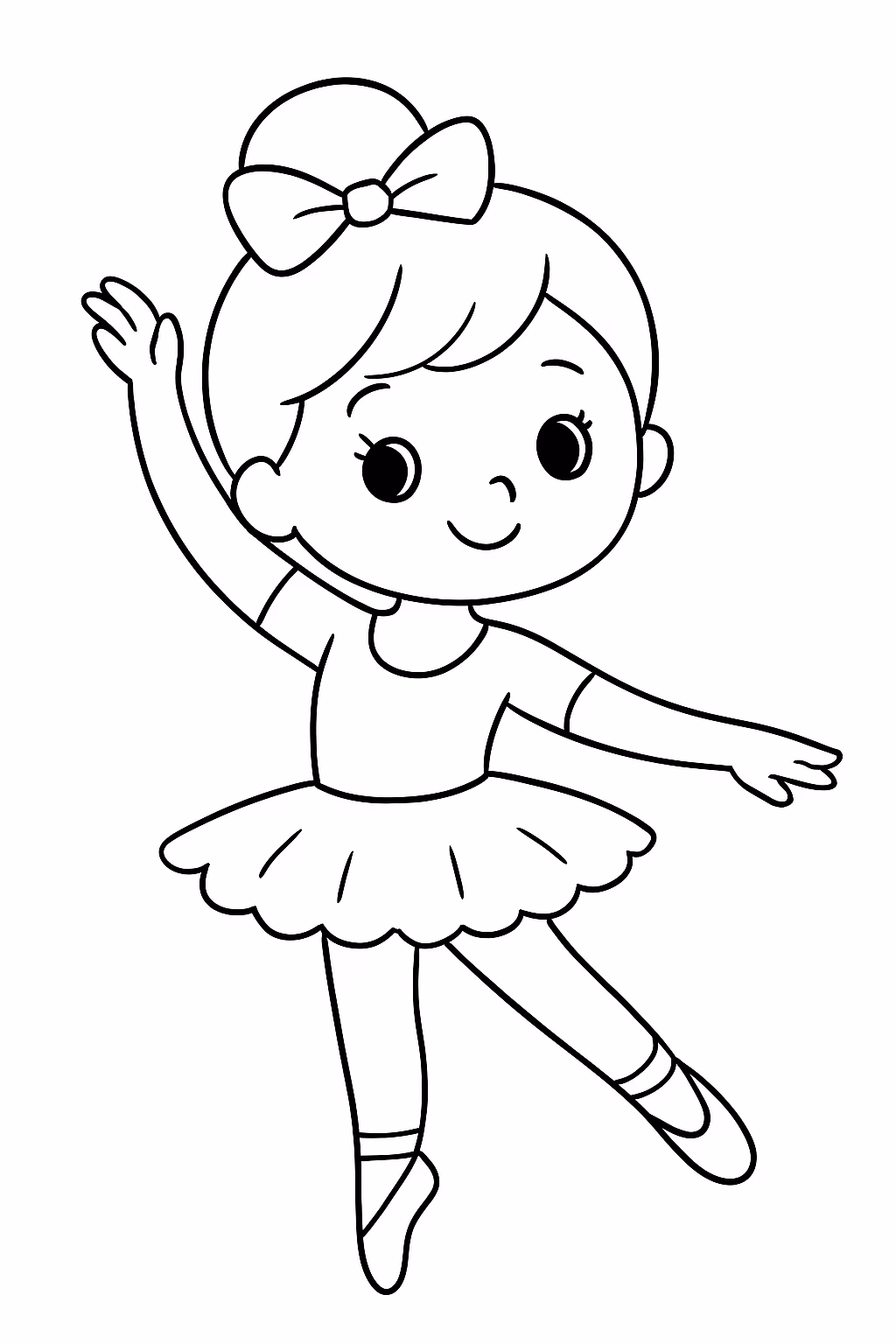 Bailarina fofa simples e sem muitos detalhes uma crianca inteligente para colorir — desenho para imprimir