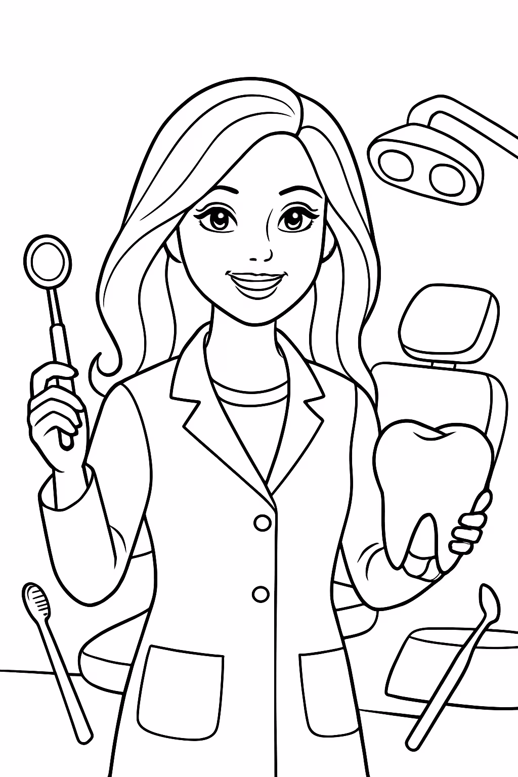 Barbie dentista para colorir — desenho para imprimir