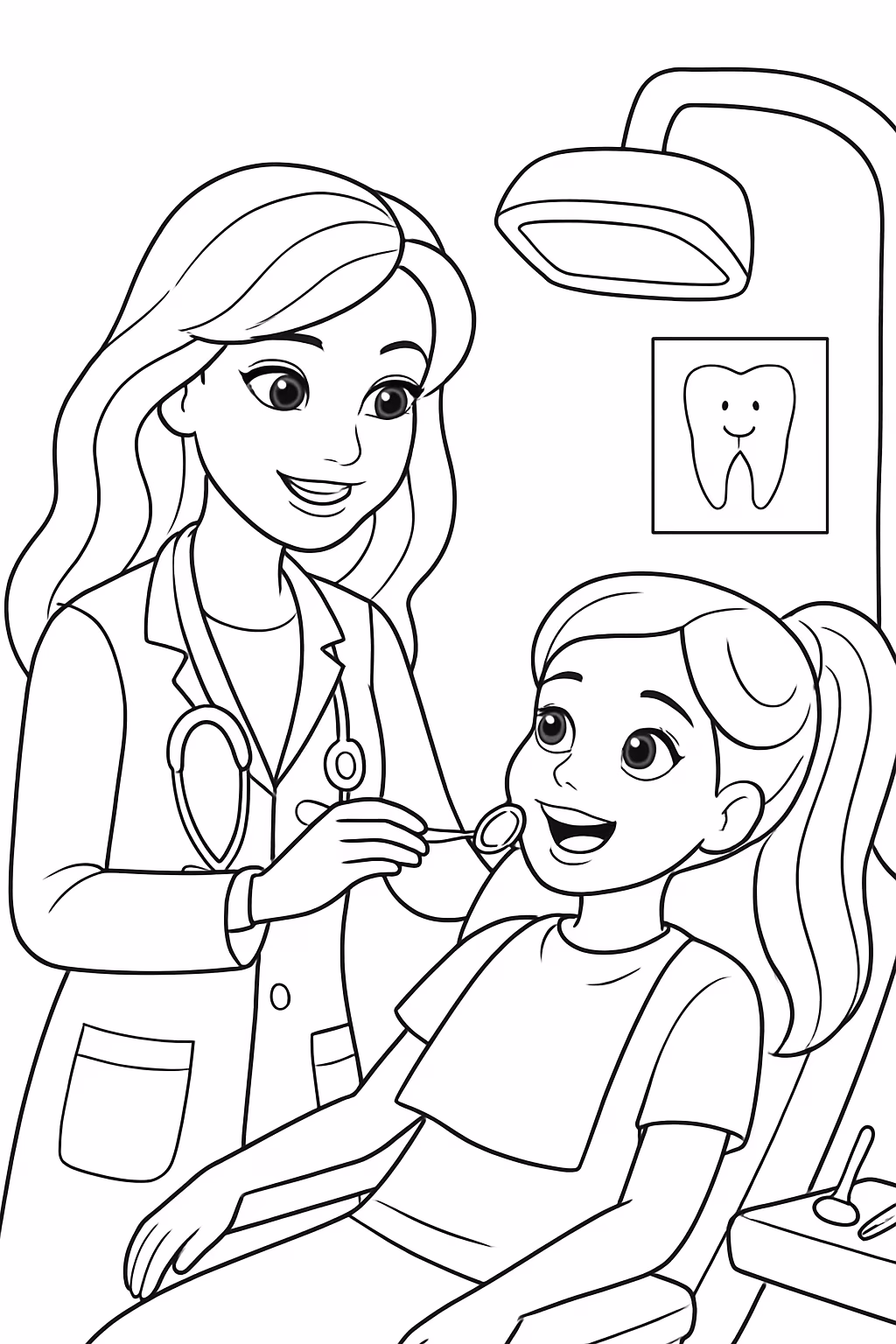 Barbie dentista para colorir — desenho para imprimir