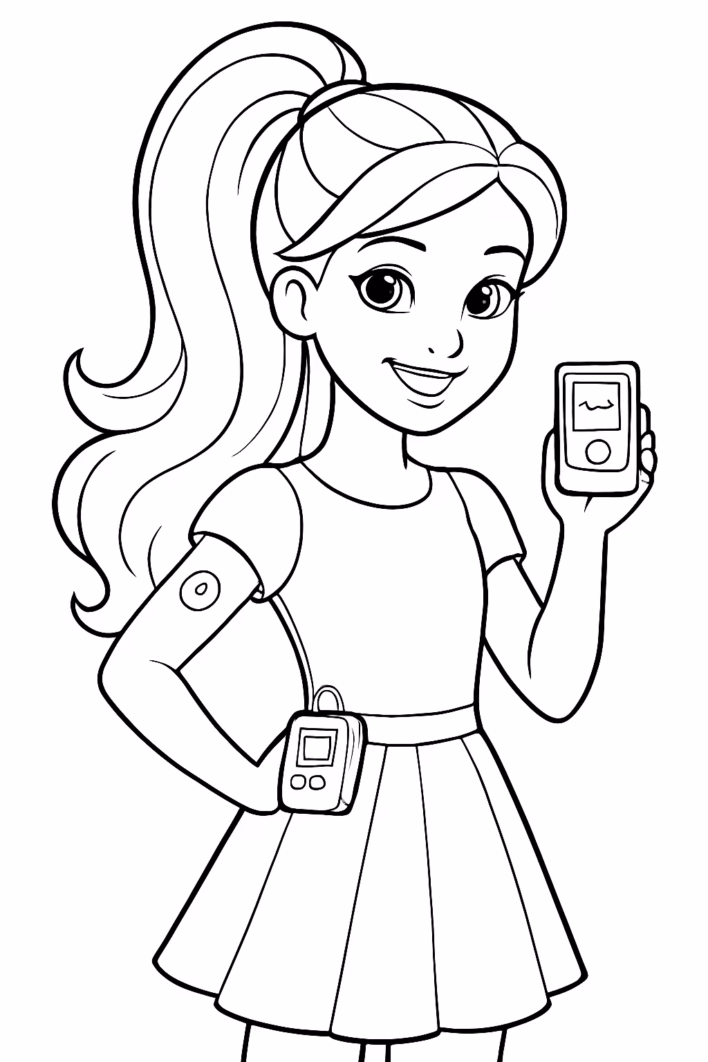 Barbie diabetica com bomba de insulina e libre para colorir — desenho para imprimir