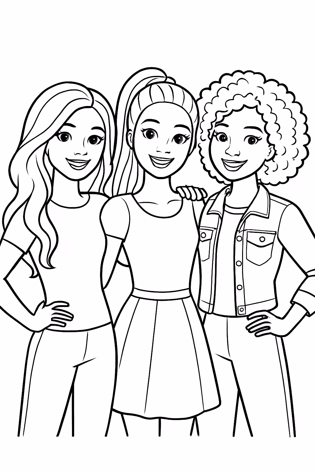 Barbie e suas amigas para colorir — desenho para imprimir