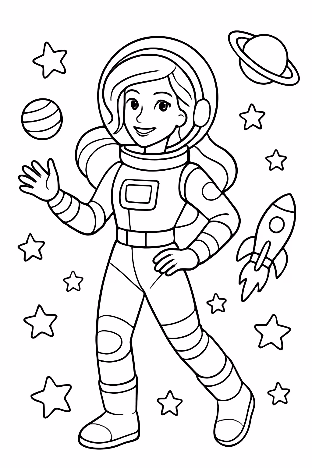Barbie espacial para colorir — desenho para imprimir