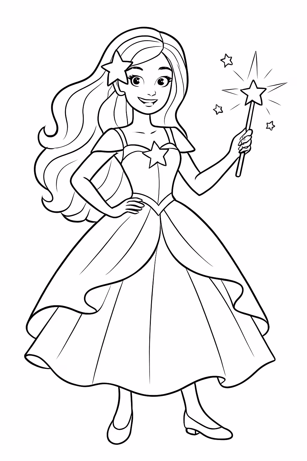 Barbie moda e magia para colorir — desenho para imprimir