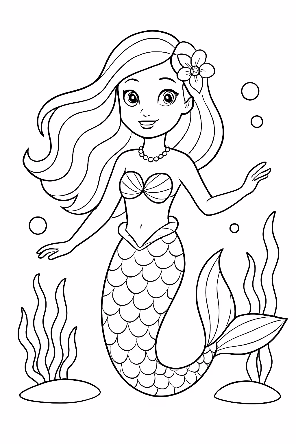 Barbie vida de sereia para colorir — desenho para imprimir