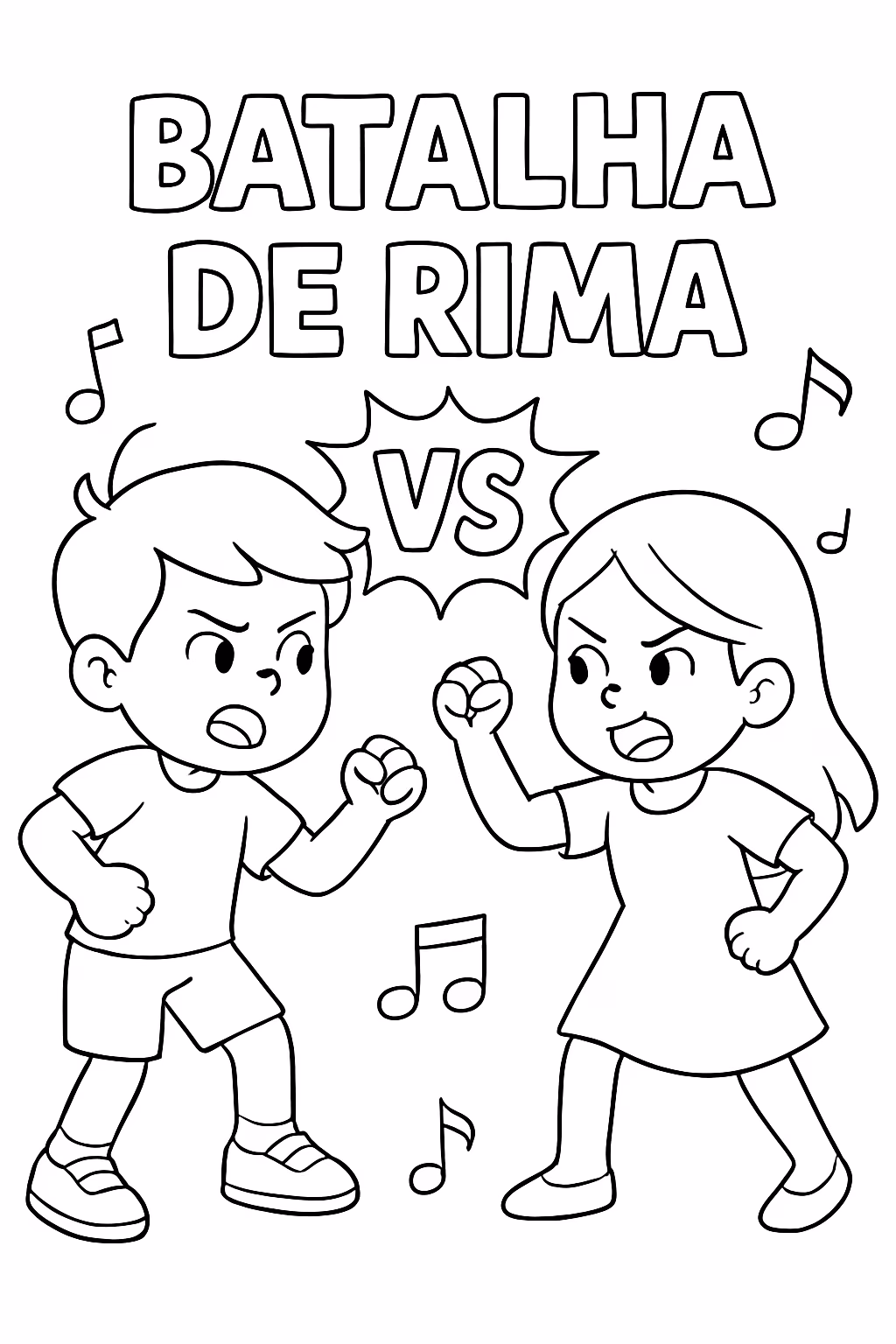 Batalha de rima para colorir — desenho para imprimir