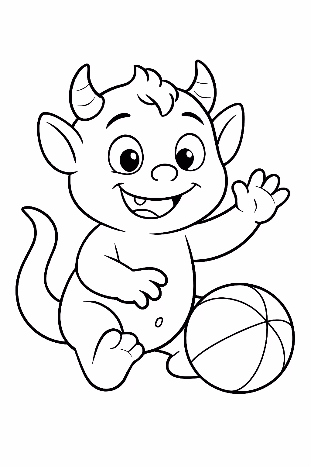 Bicho papao bebe brincando para colorir — desenho para imprimir