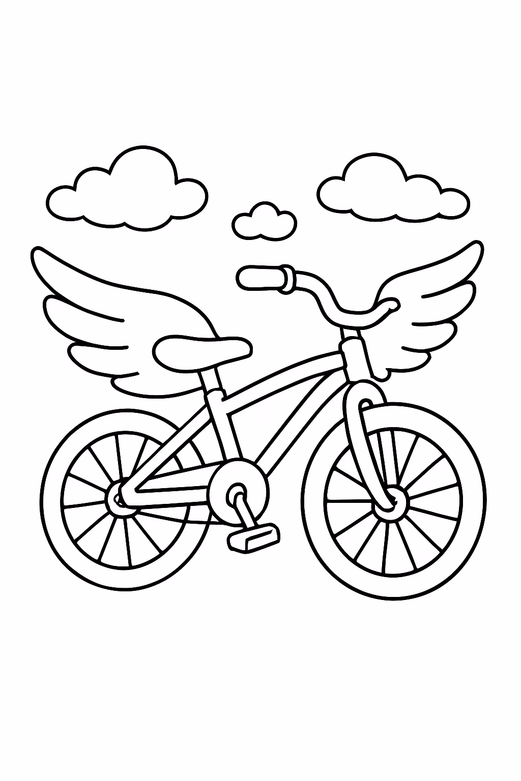 Bicicleta voadora para colorir — desenho para imprimir