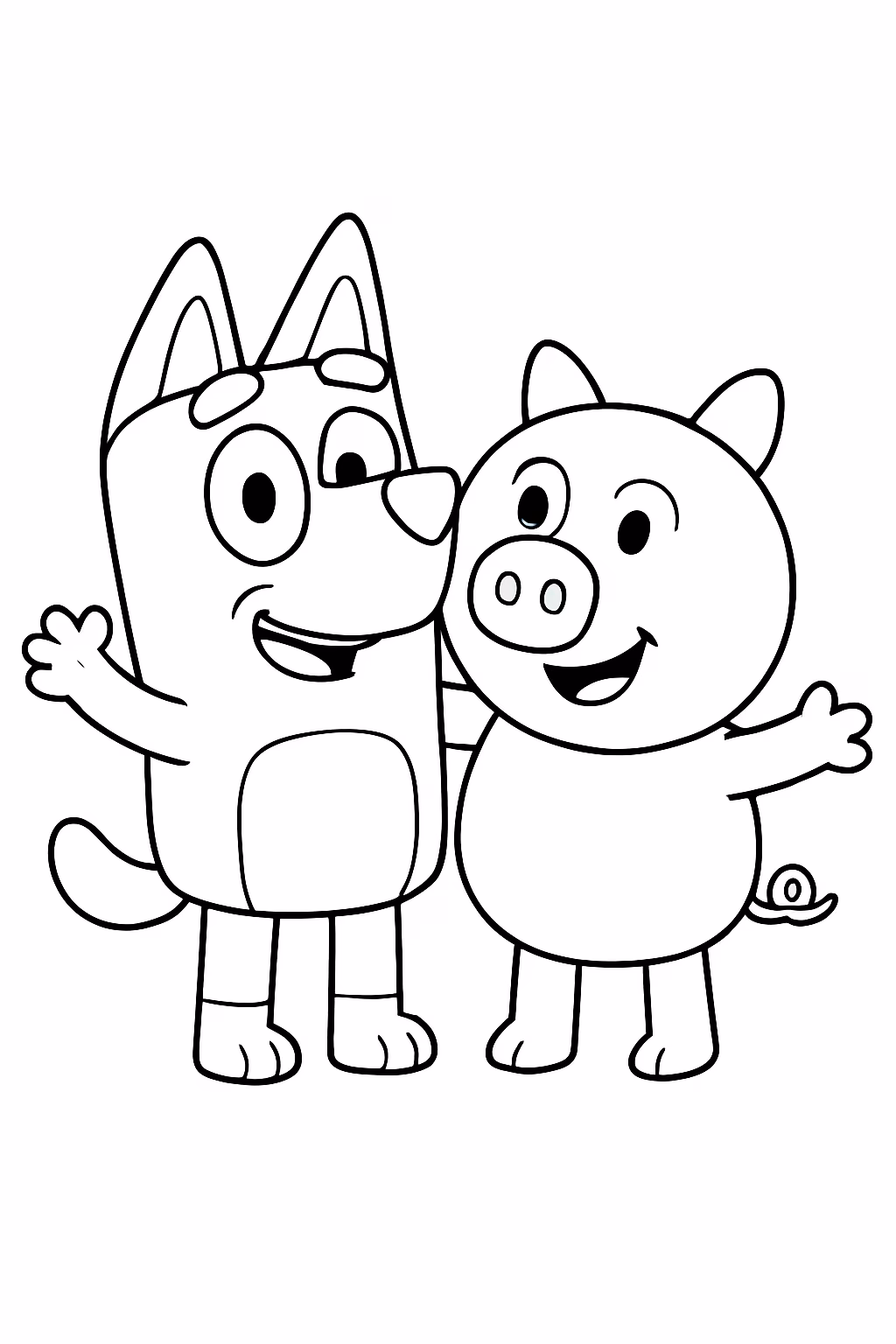 Bluey e pepa pig para colorir — desenho para imprimir