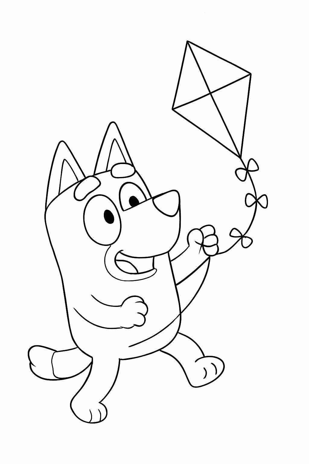 Bluey soltando pipa para colorir — desenho para imprimir