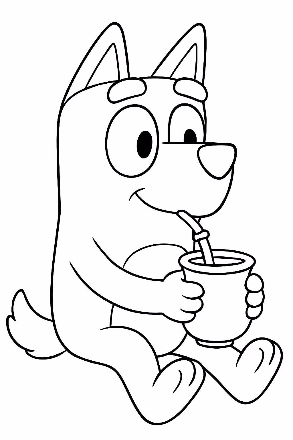 Bluey tomando chimarrao para colorir — desenho para imprimir