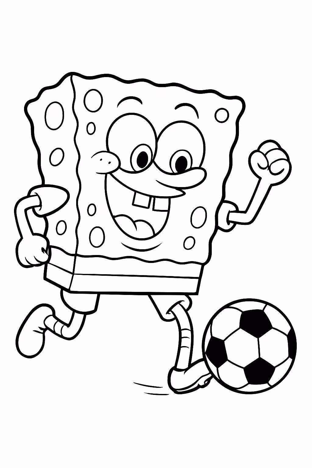 Bob esponja jogando futebol para colorir — desenho para imprimir