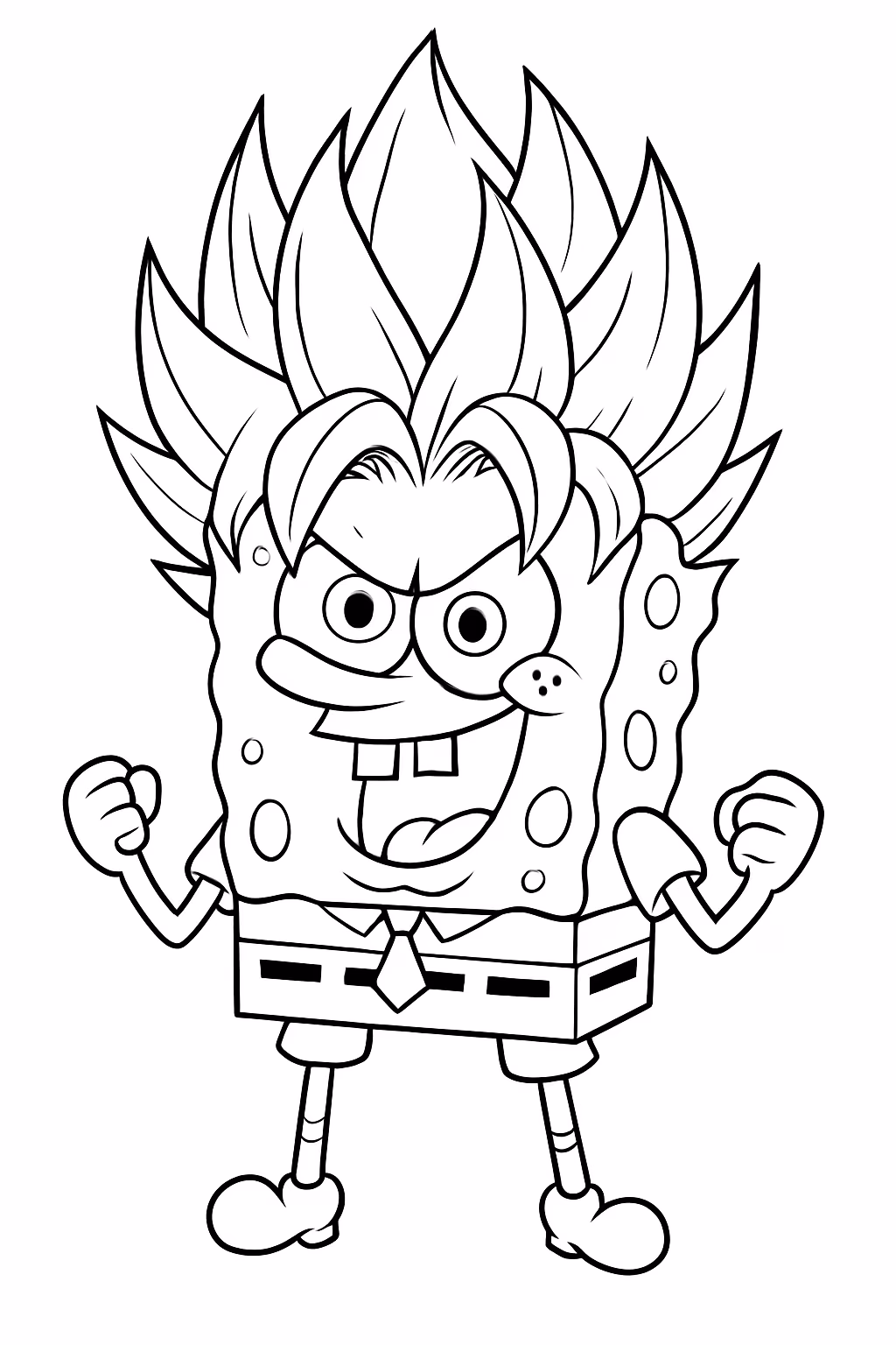 Bob esponja super saiajin para colorir — desenho para imprimir
