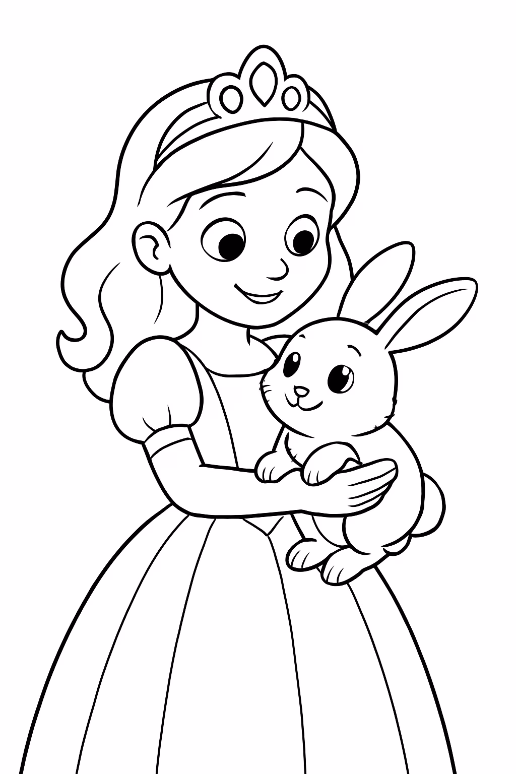 Bobbie gods de princes com um coelho fofo para colorir — desenho para imprimir