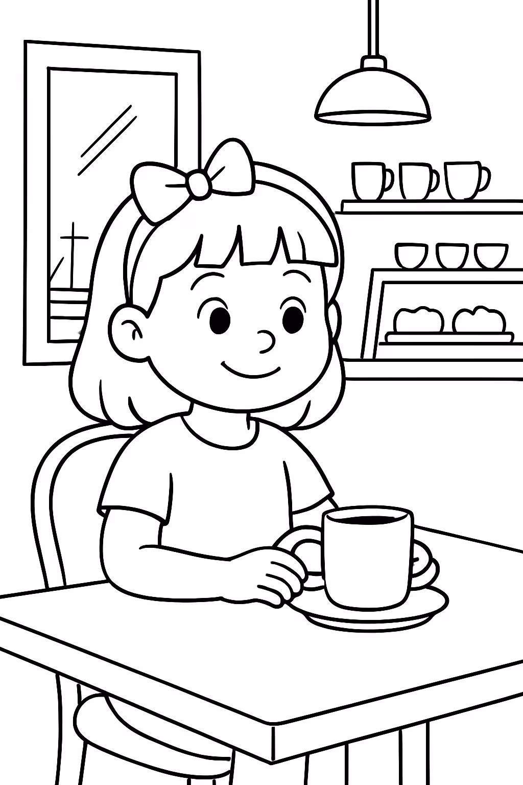 Bobbie goods na cafeteria para colorir — desenho para imprimir