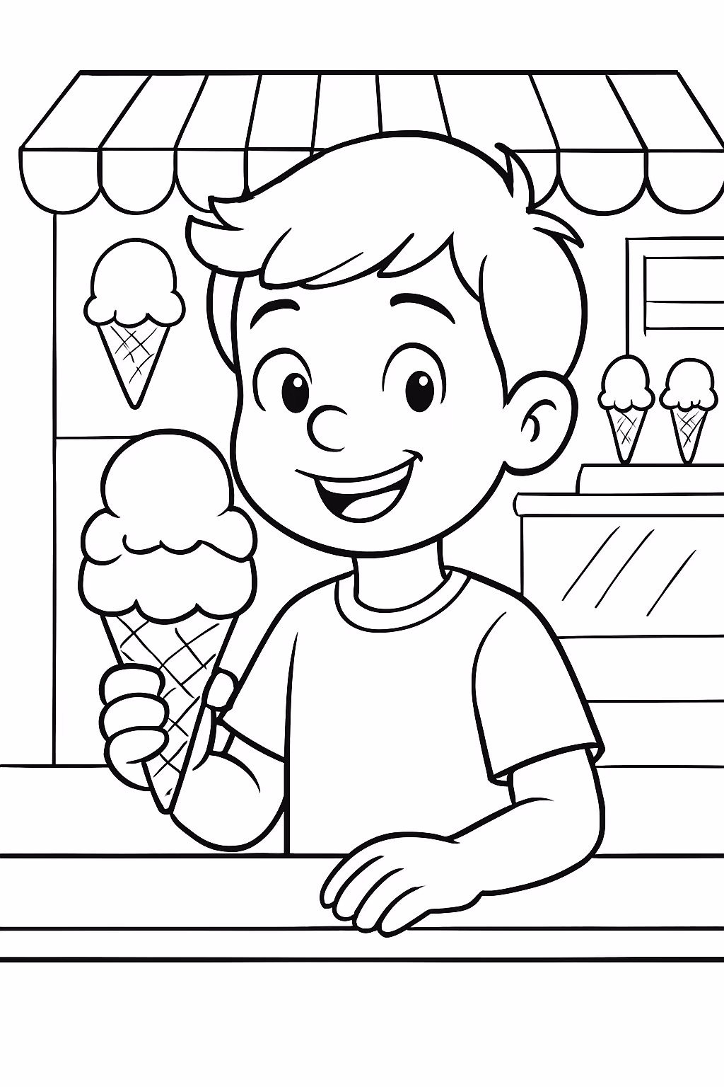 Bobi god na sorveteria para colorir — desenho para imprimir