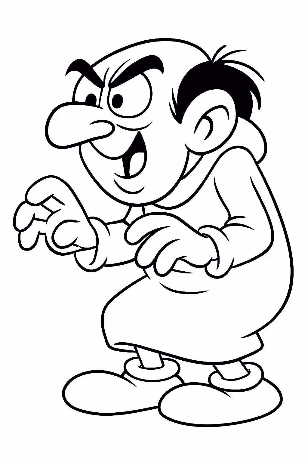 Boca grande e gargamel para colorir — desenho para imprimir