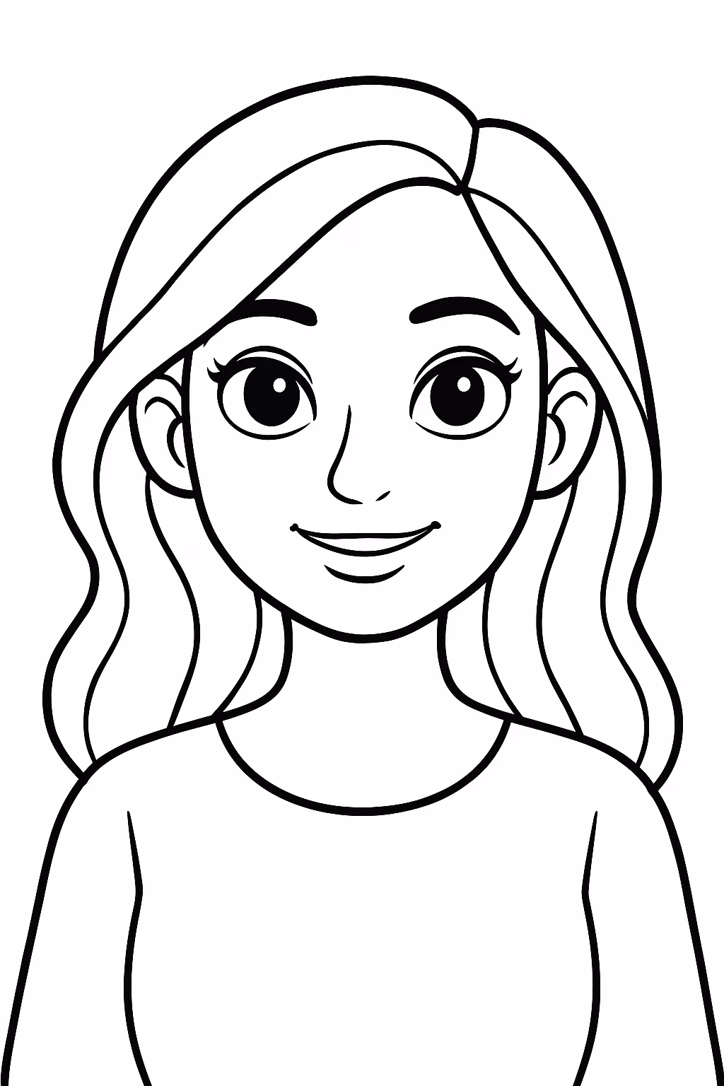 Bold line art portrait of a woman thick black outlines para colorir — desenho para imprimir