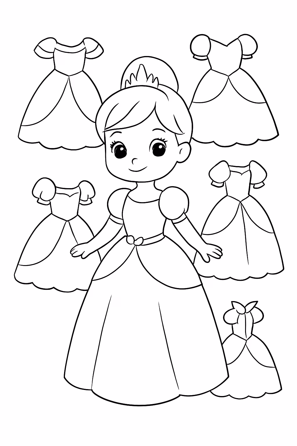 Boneca do toca live e varias roupas de princesas para colorir — desenho para imprimir
