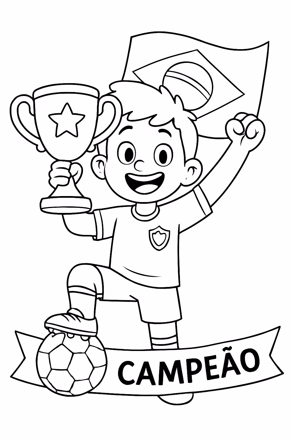 Brasil hexa campeao para colorir — desenho para imprimir