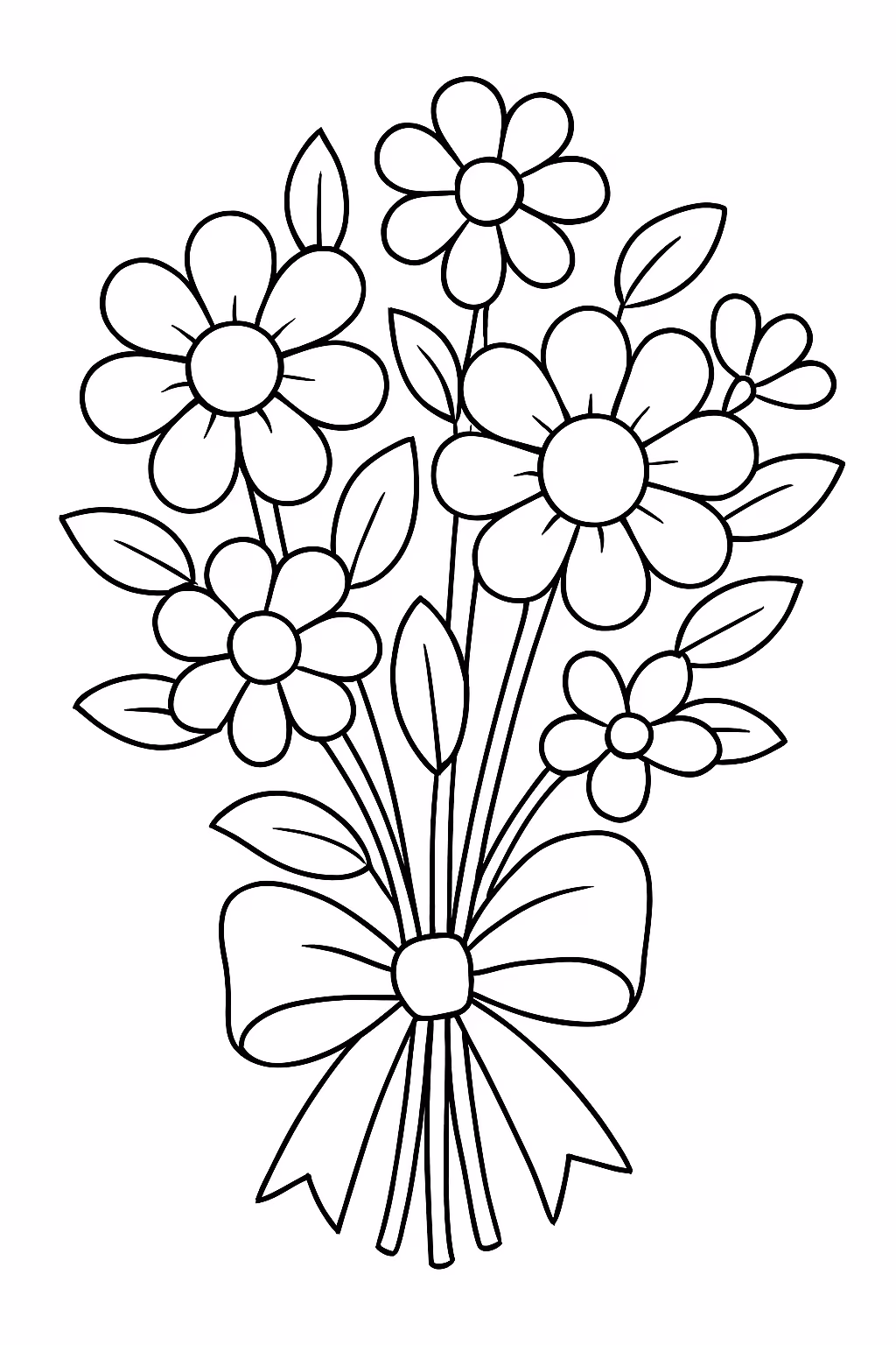 Buque de flores para colorir — desenho para imprimir