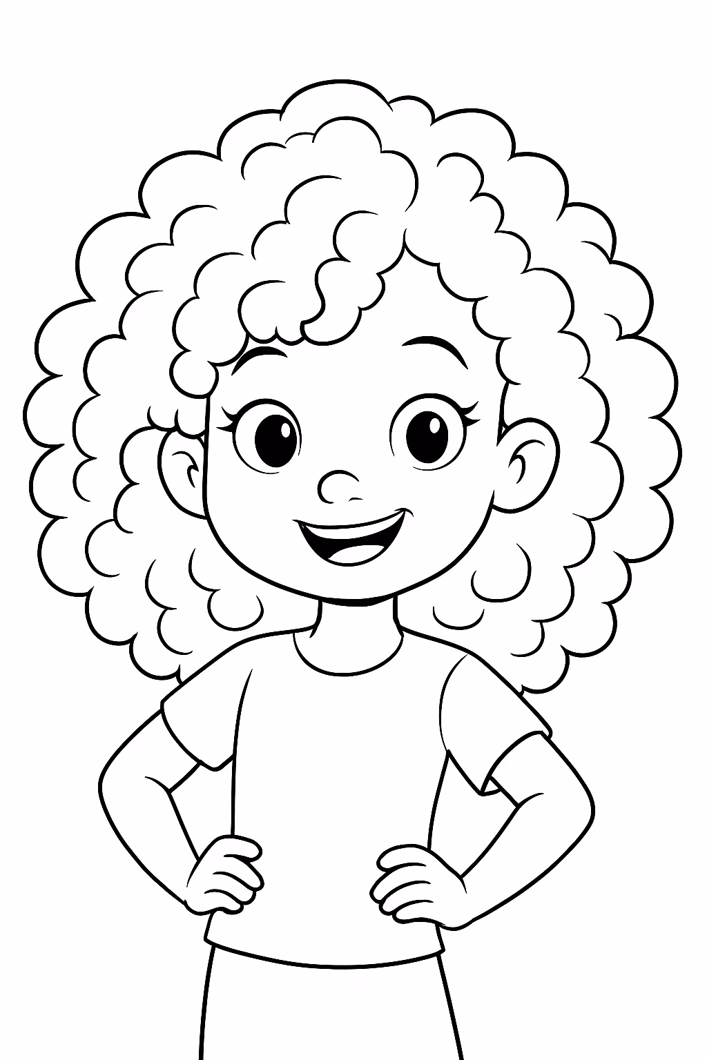 Cabelo cacheado para colorir — desenho para imprimir