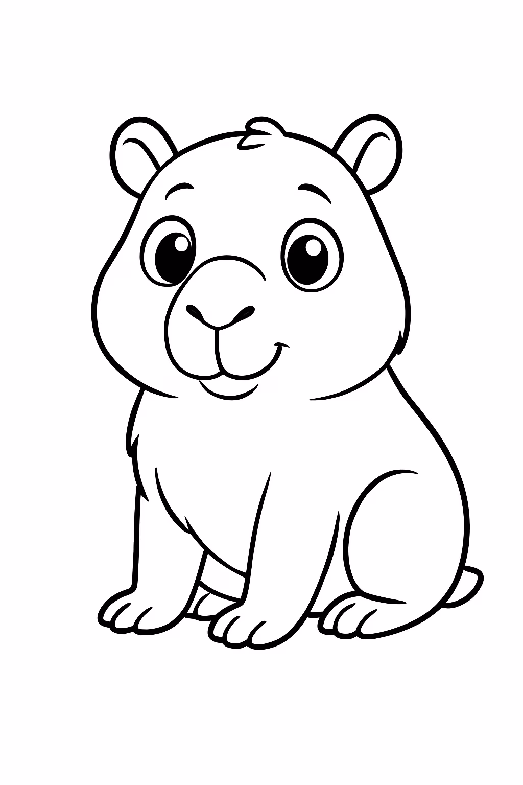 Cabivara fofa para colorir — desenho para imprimir