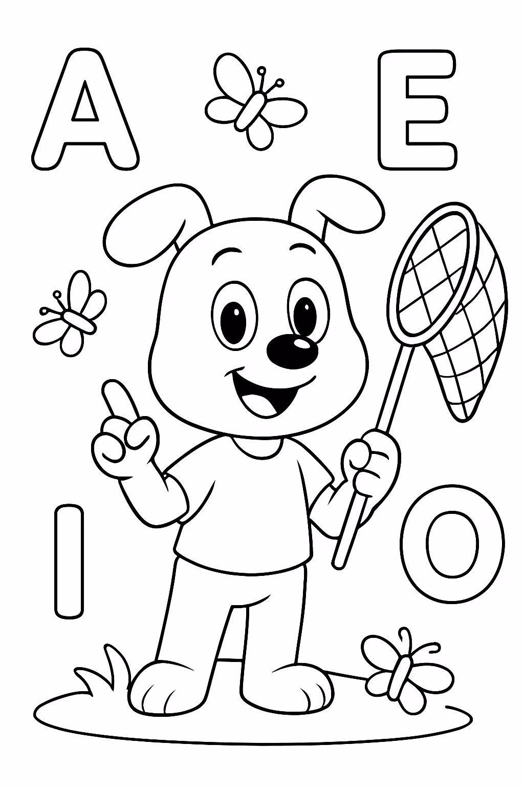 Caca vogais para colorir — desenho para imprimir