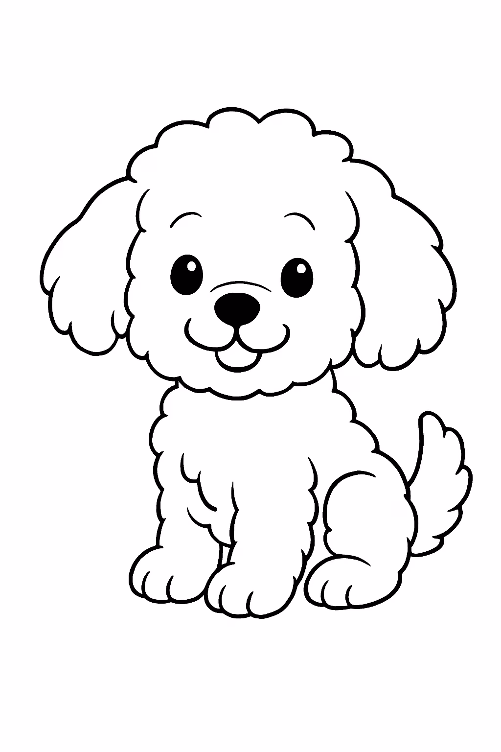 Cachorrinho peludo pudou para colorir — desenho para imprimir