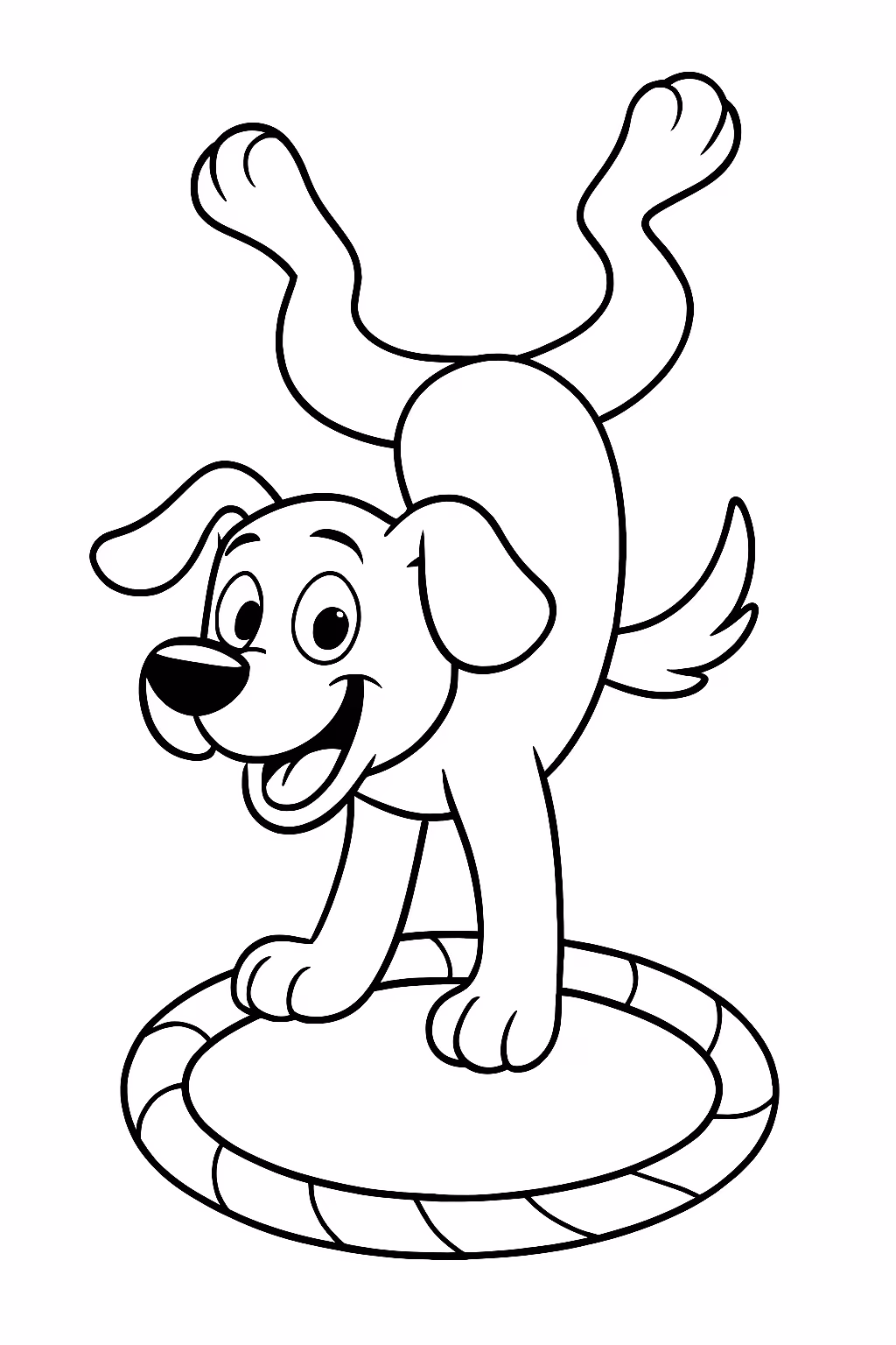 Cachorro acrobata para colorir — desenho para imprimir