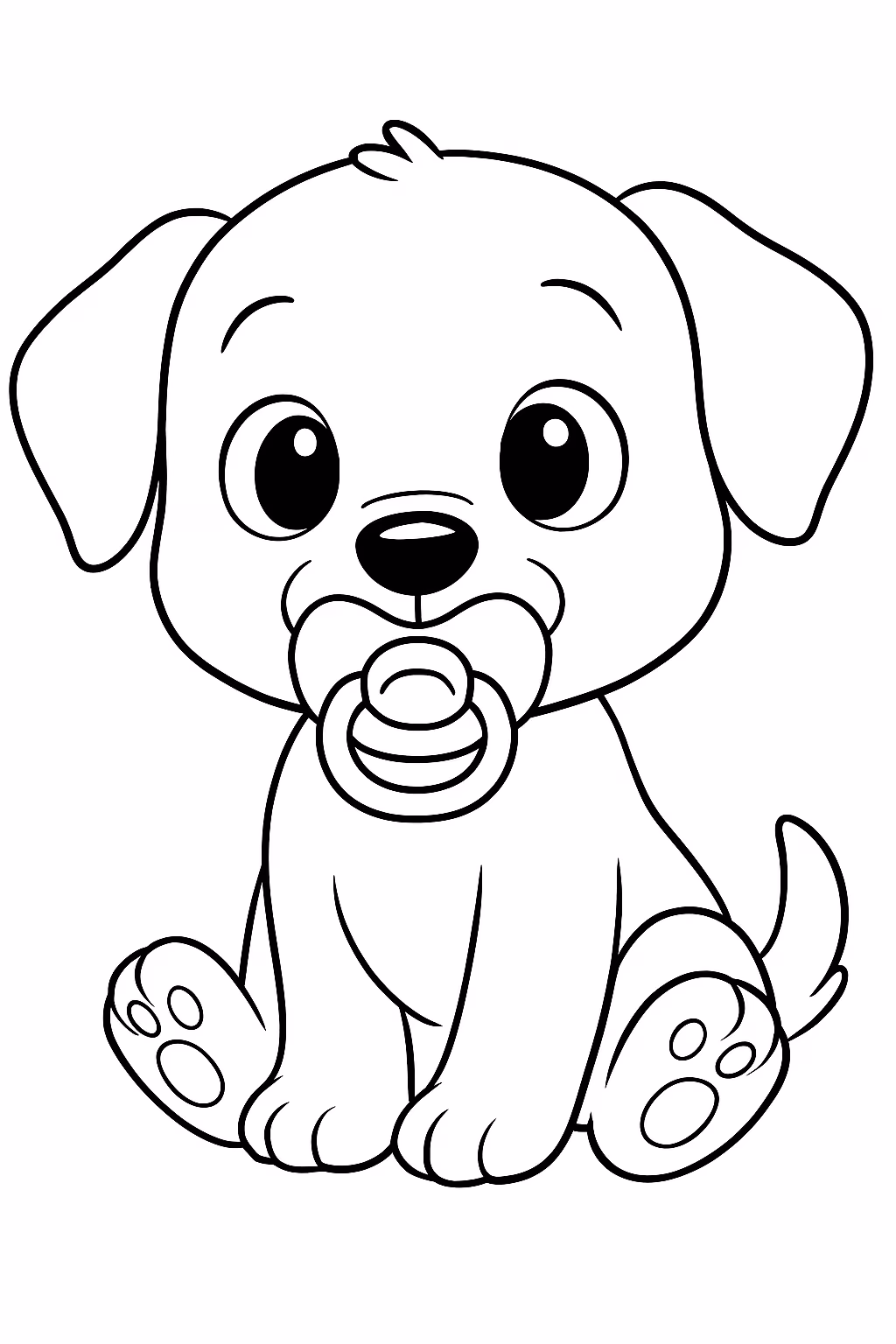 Cachorro bebe com chupeta para colorir — desenho para imprimir