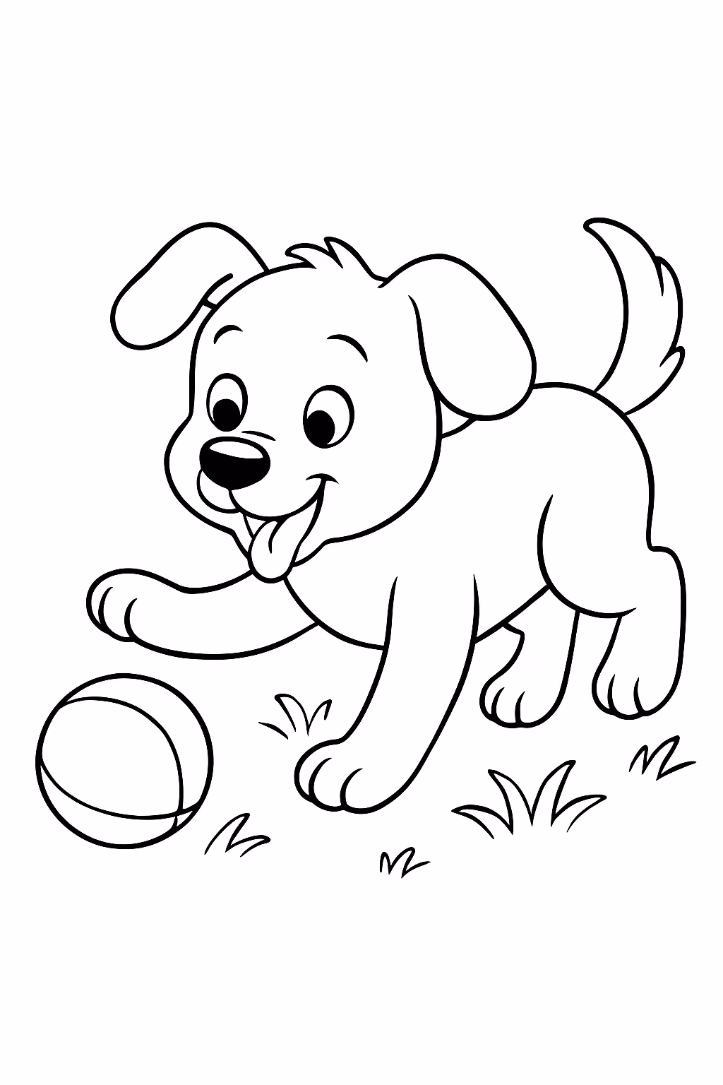 Cachorro brincando para colorir — desenho para imprimir