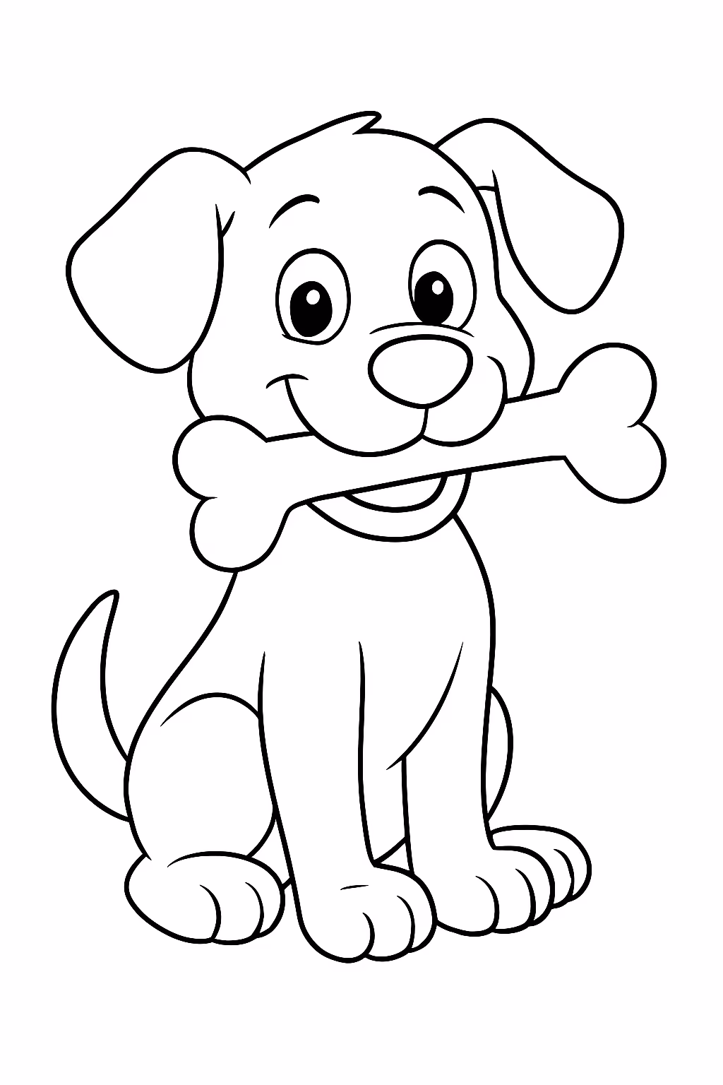 Cachorro com osso para colorir — desenho para imprimir