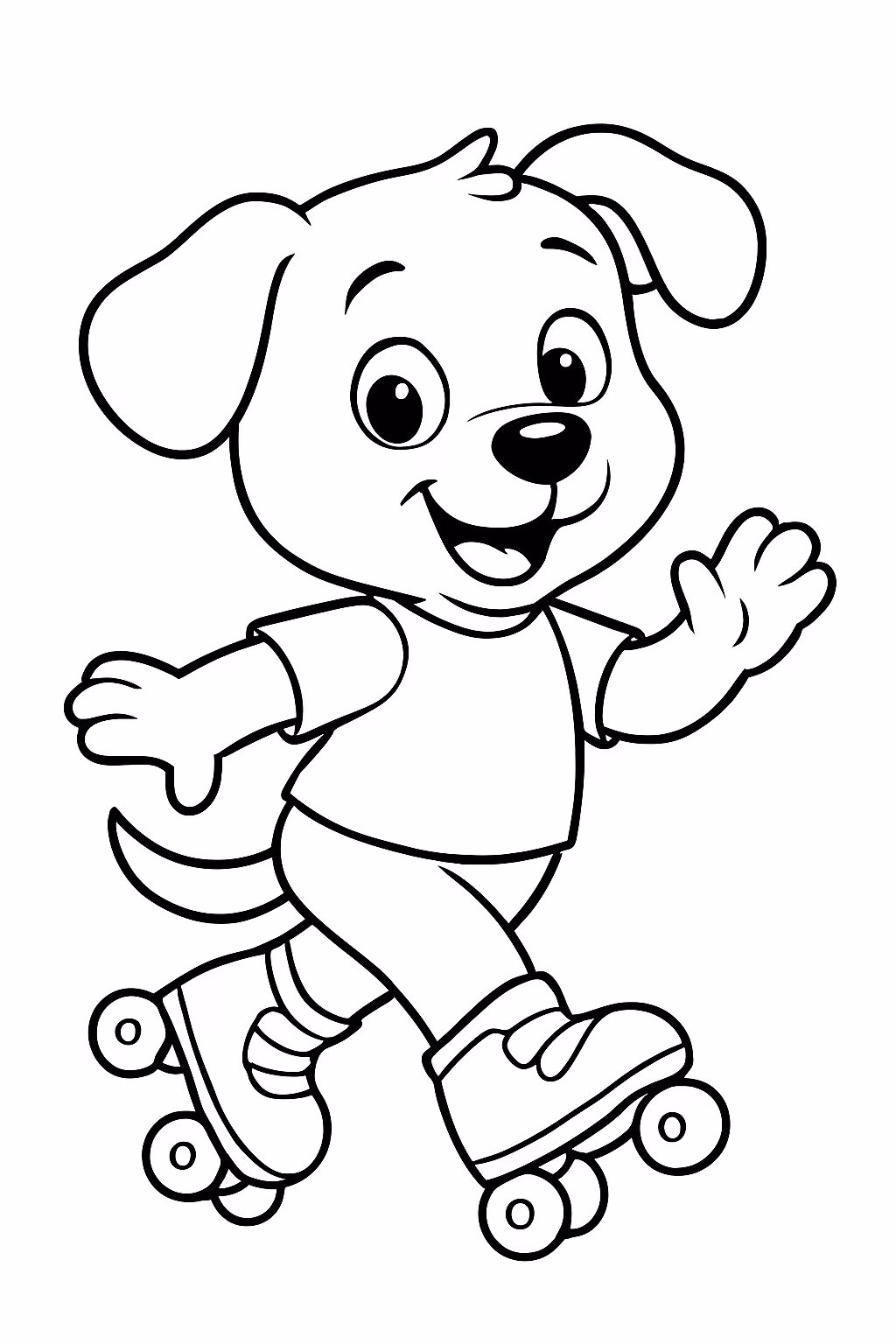Cachorro de patins para colorir — desenho para imprimir