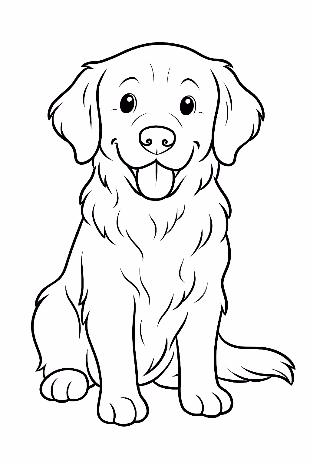 Cachorro golden retriever bem realista para colorir — desenho para imprimir