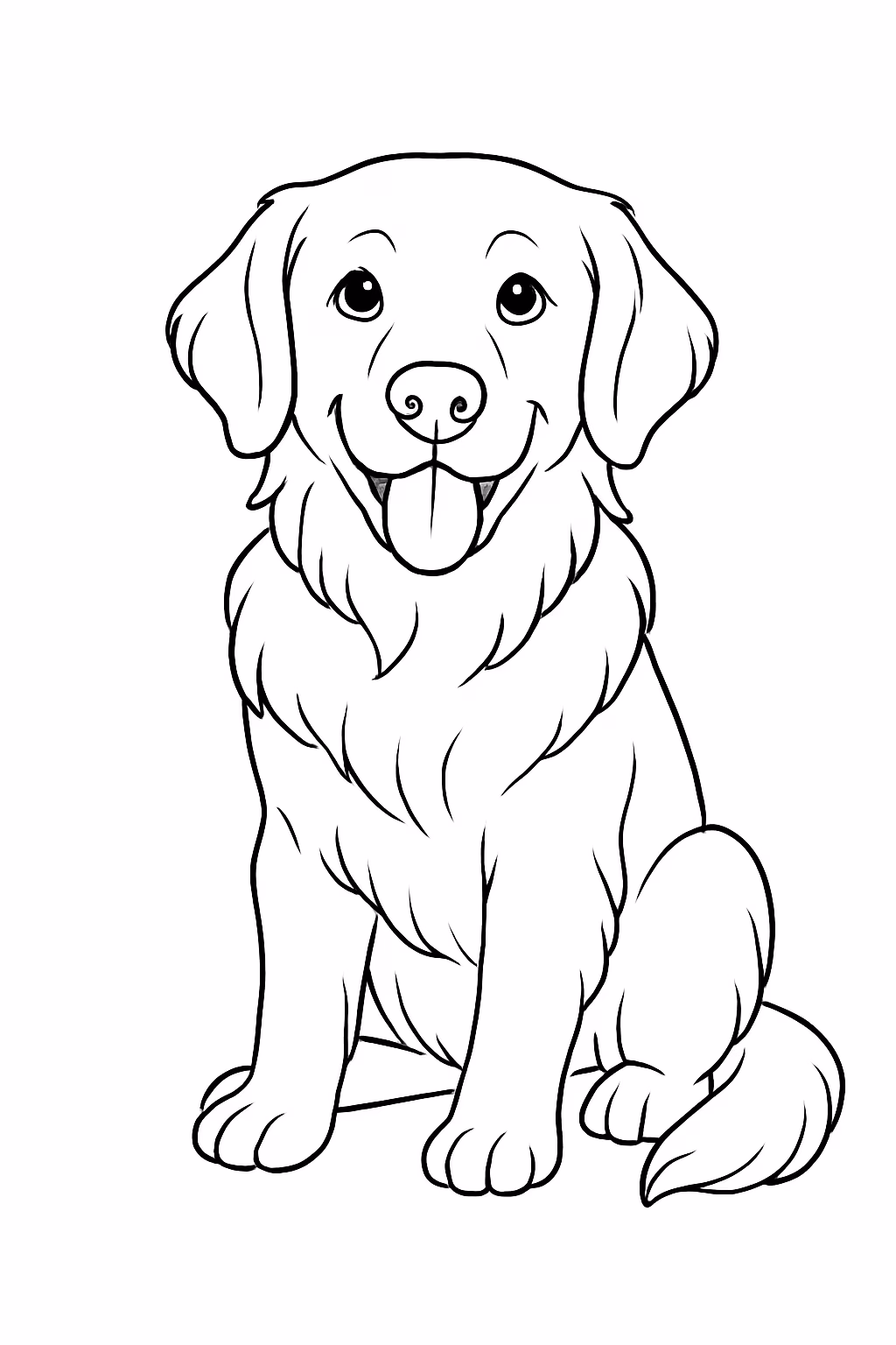 Cachorro golden retriever muito realista para colorir — desenho para imprimir