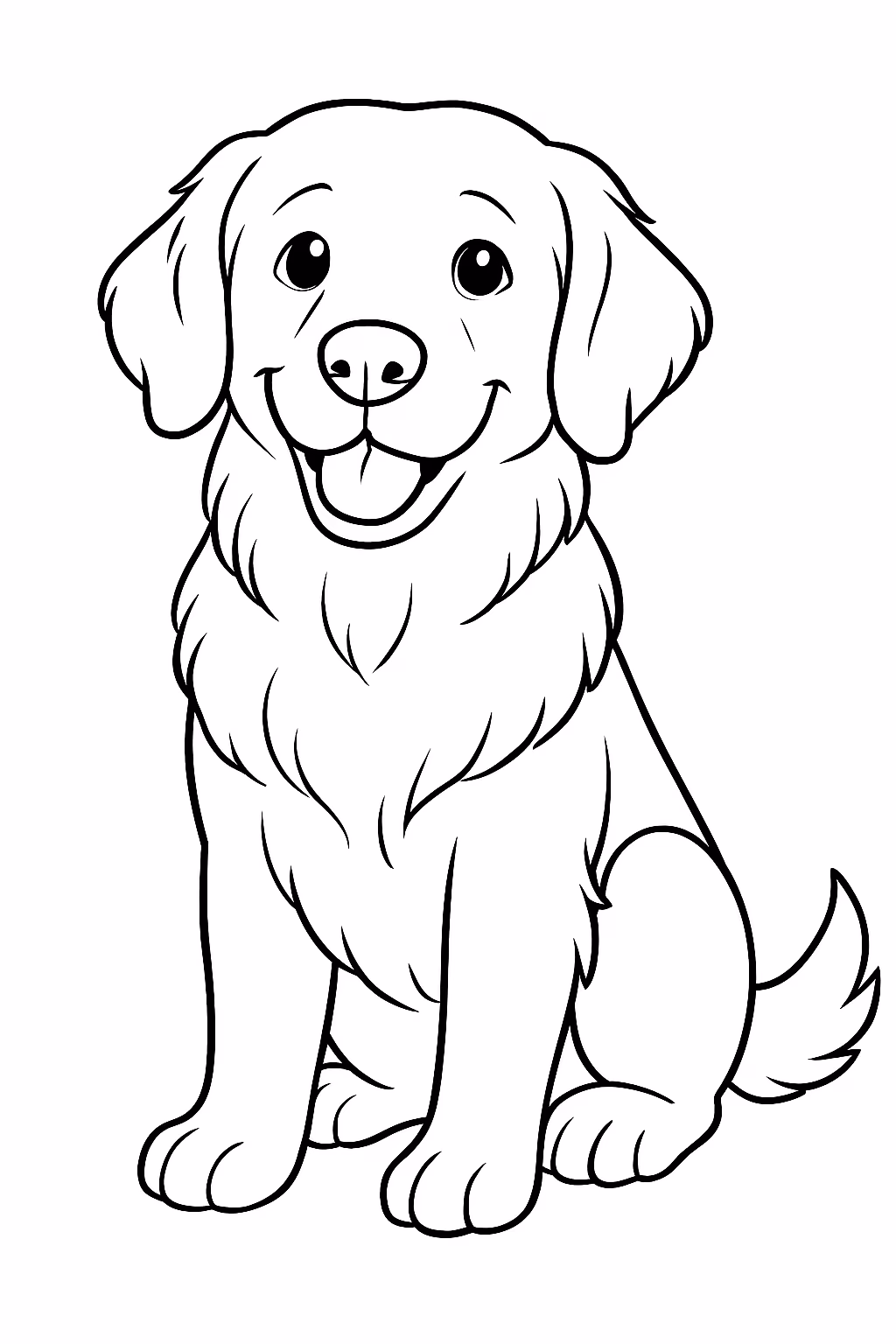 Cachorro golden retriever realista para colorir — desenho para imprimir