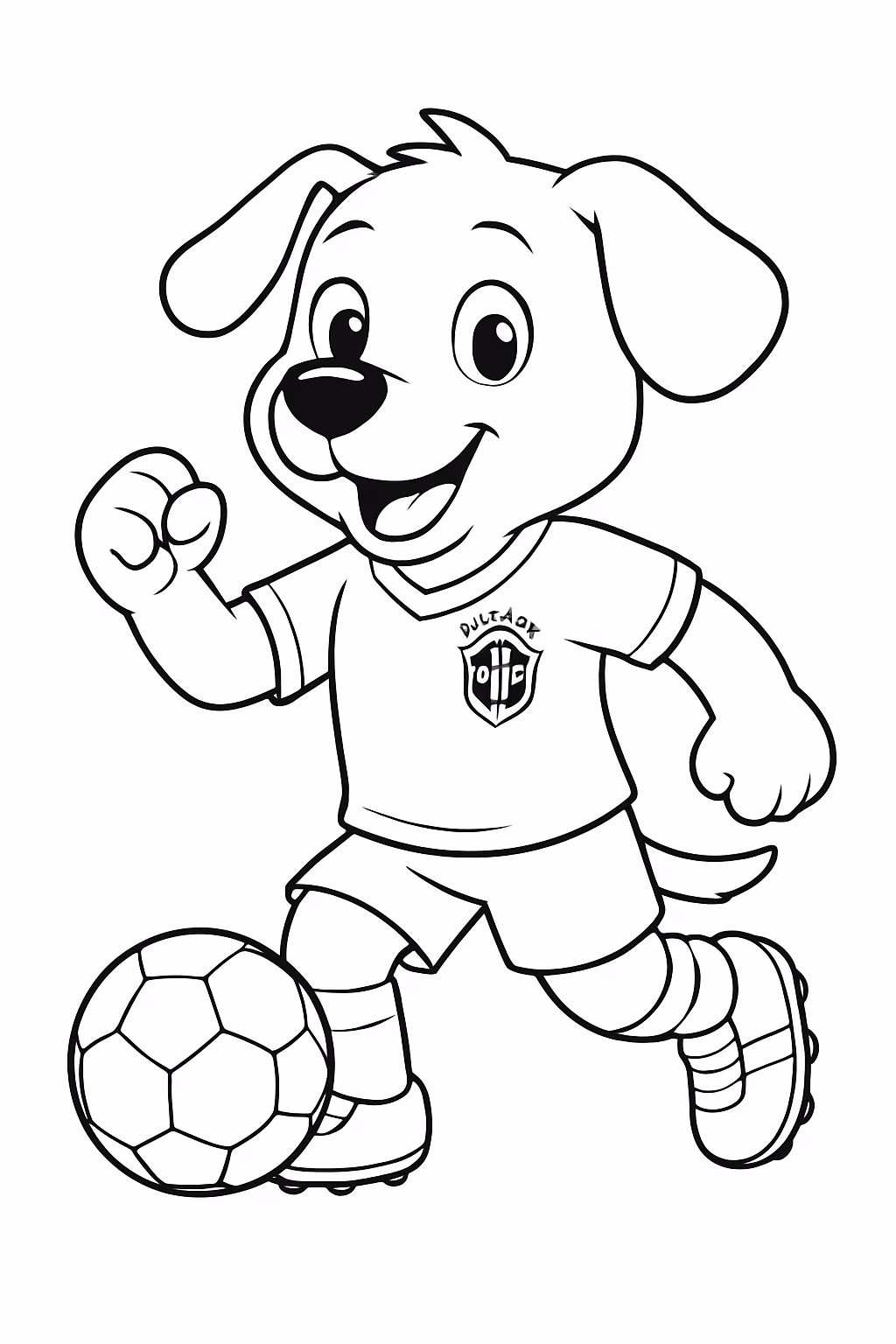 Cachorro jogador de futebol com camisa do brasil para colorir — desenho para imprimir