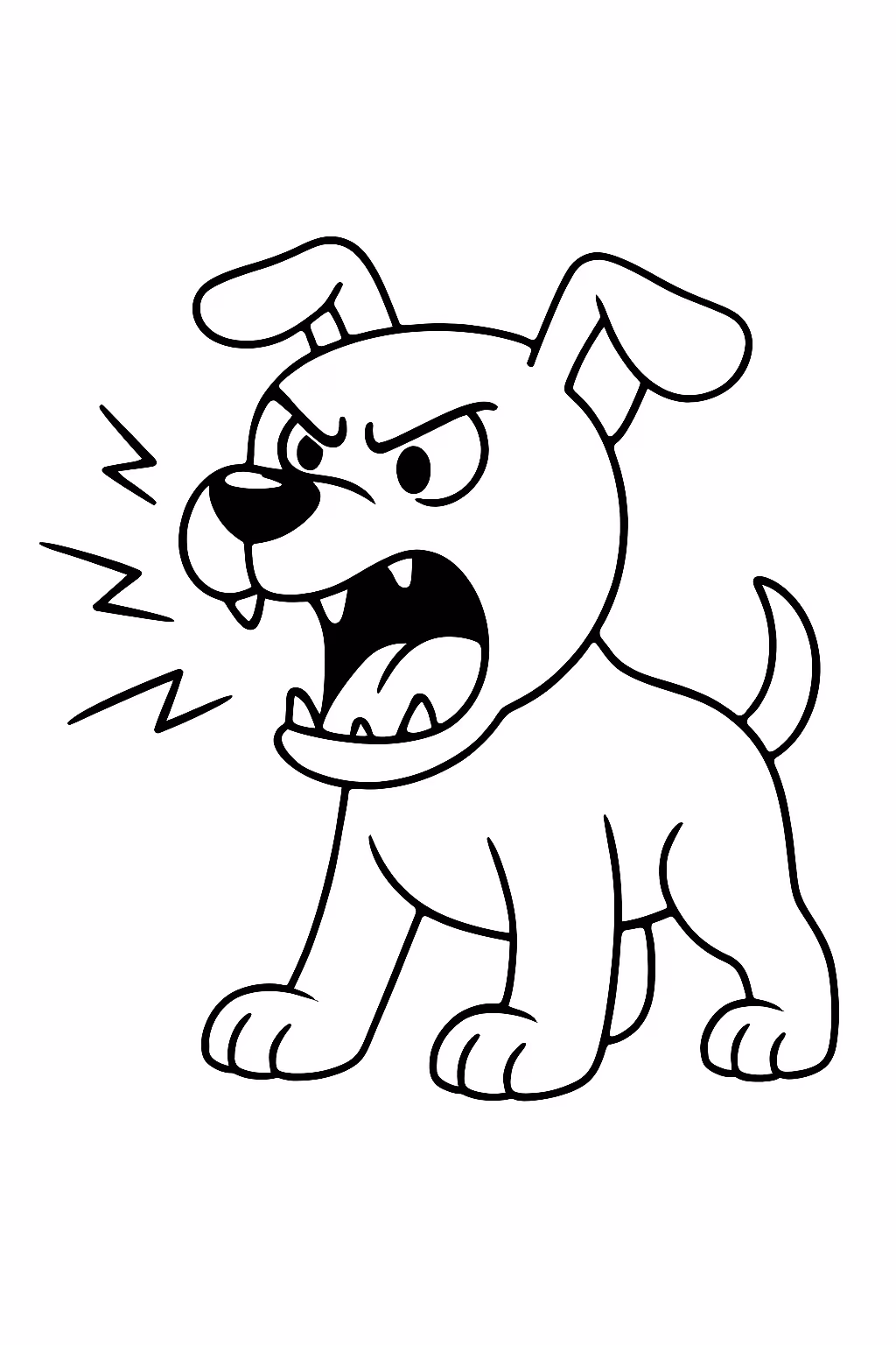 Cachorro latindo bravo para colorir — desenho para imprimir