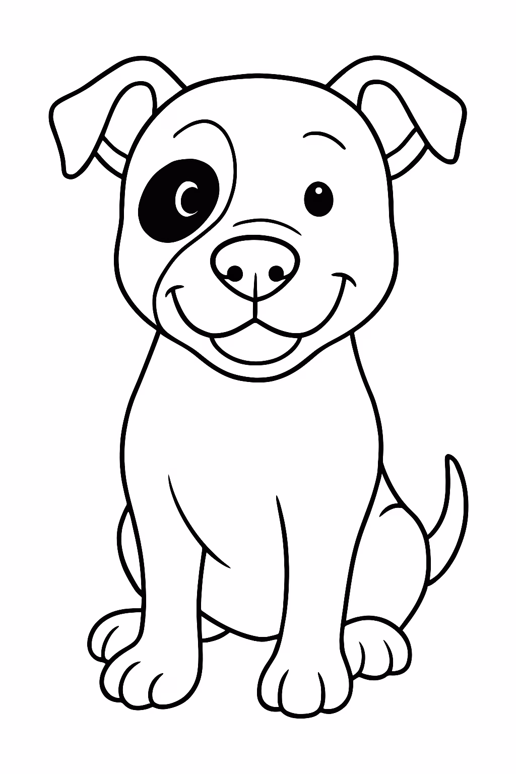 Cachorro pitbull com mancha pirata do lado esquerdo da cara para colorir — desenho para imprimir