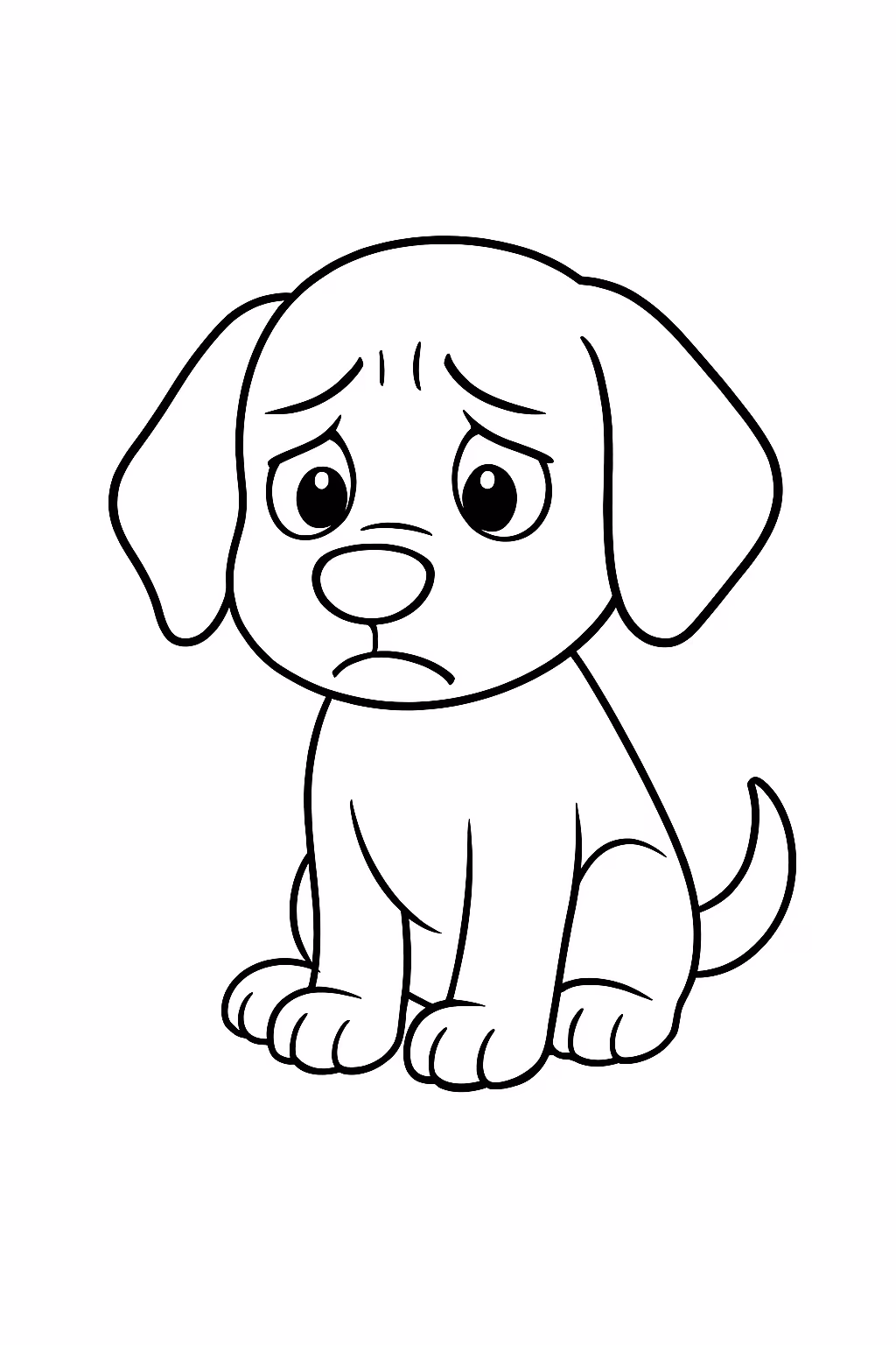 Cachorro triste para colorir — desenho para imprimir