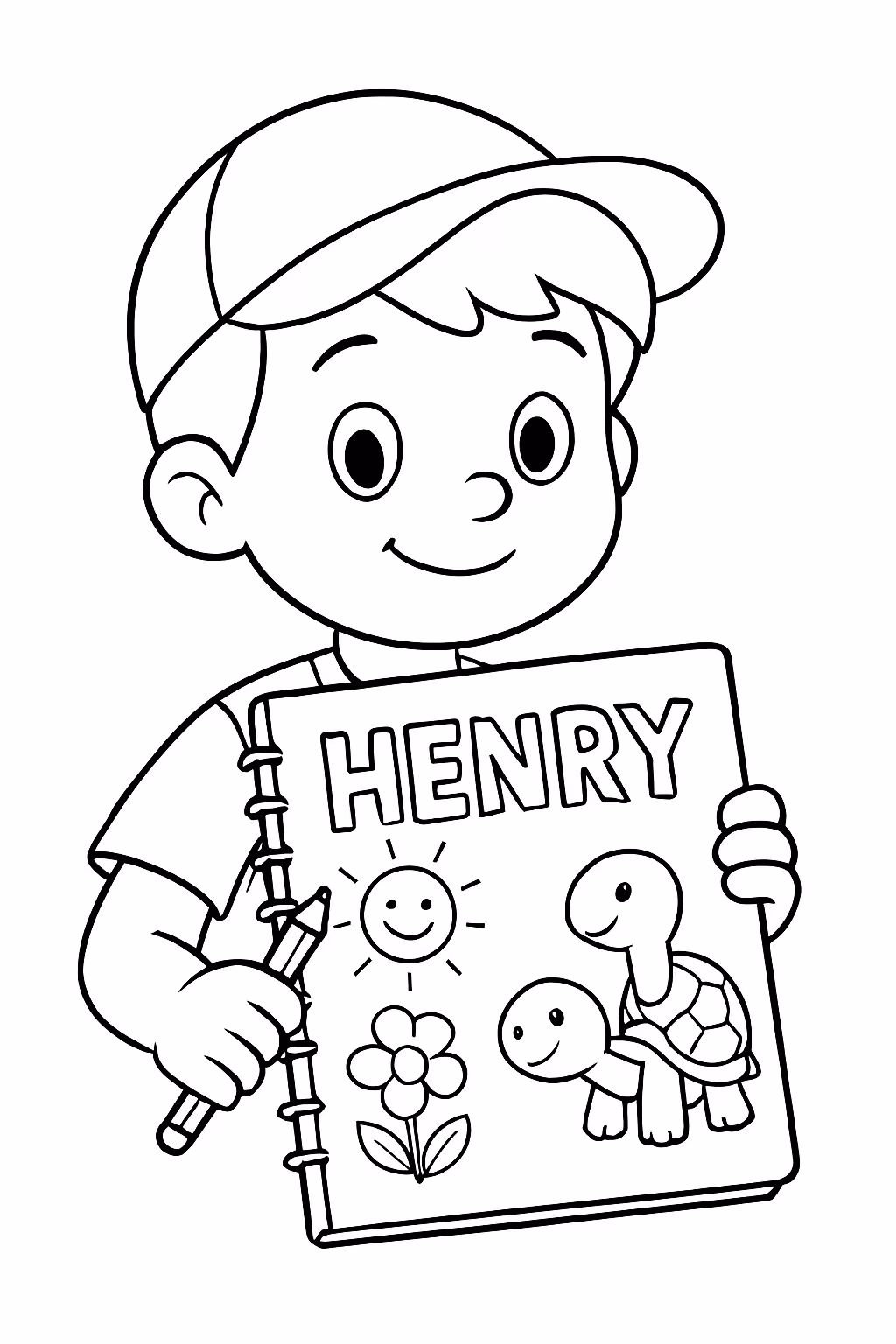 Caderno de do henry com na frente para colorir — desenho para imprimir