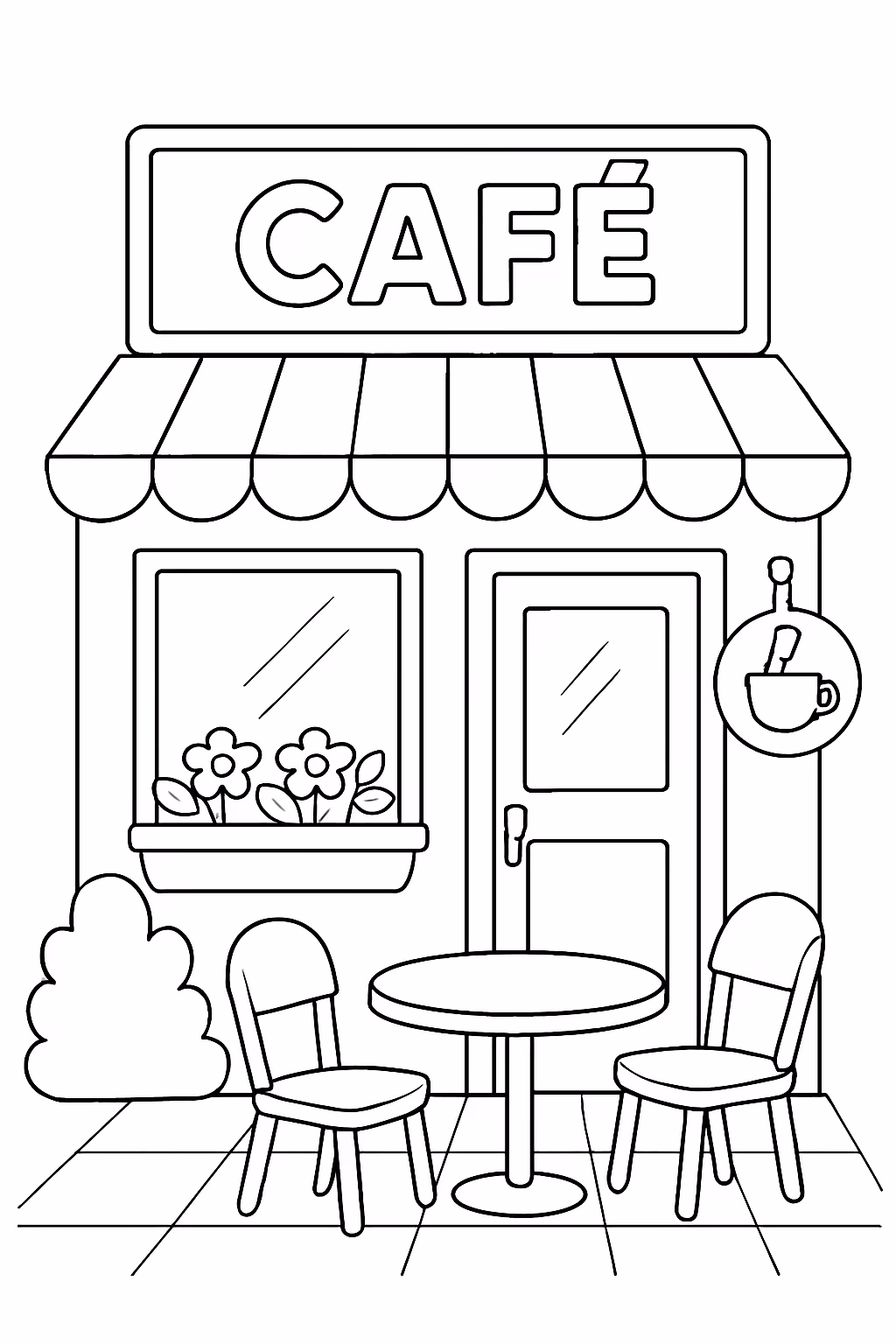 Cafe para colorir — desenho para imprimir