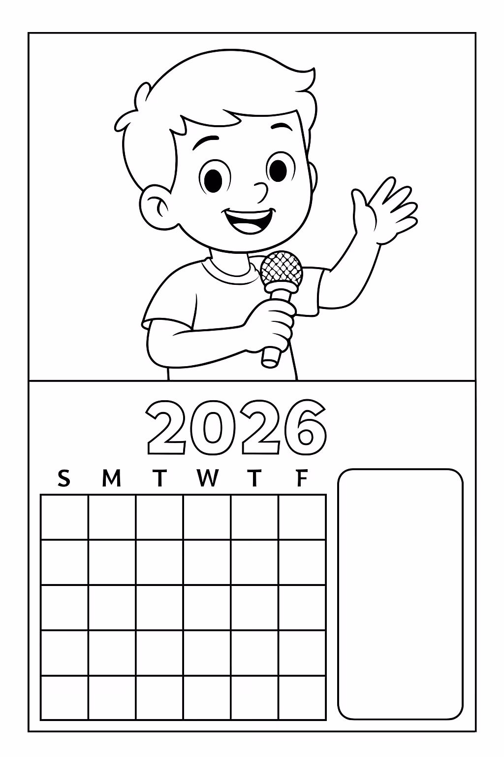 Calendario do mes de julho de com espaco anotacao para colorir — desenho para imprimir