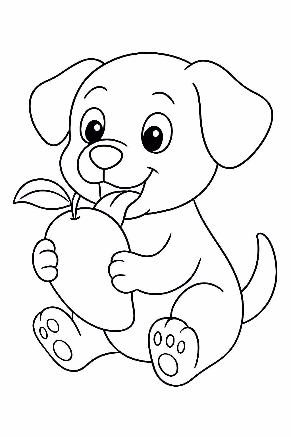 Cao chupando manga para colorir — desenho para imprimir