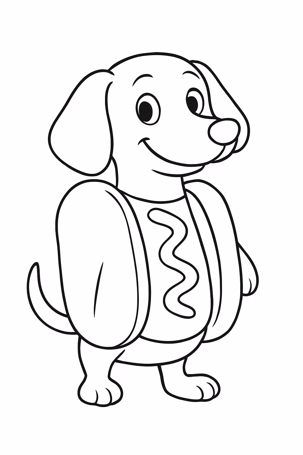 Cao salsicha vestido de cachorro quente para colorir — desenho para imprimir