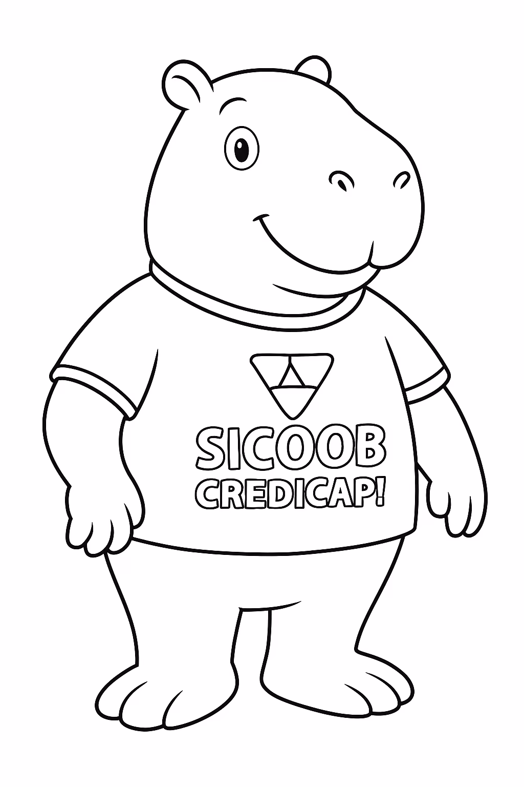 Capivara com a camiseta do sicoob credicapi para colorir — desenho para imprimir