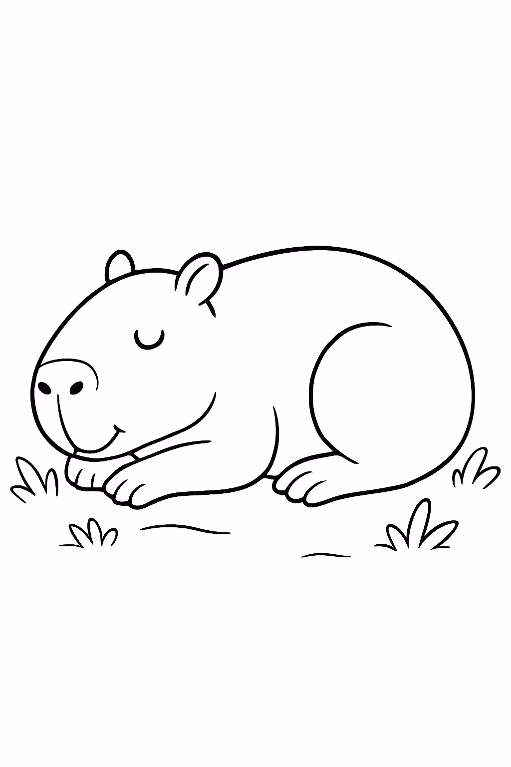 Capivara dormindo para colorir — desenho para imprimir