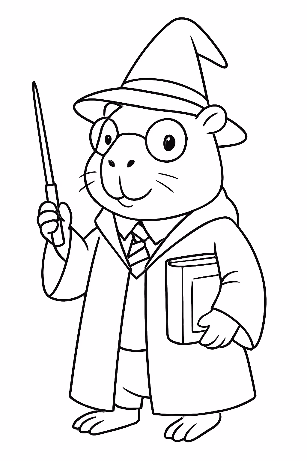 Capivara fantasiada de harry potter para colorir — desenho para imprimir