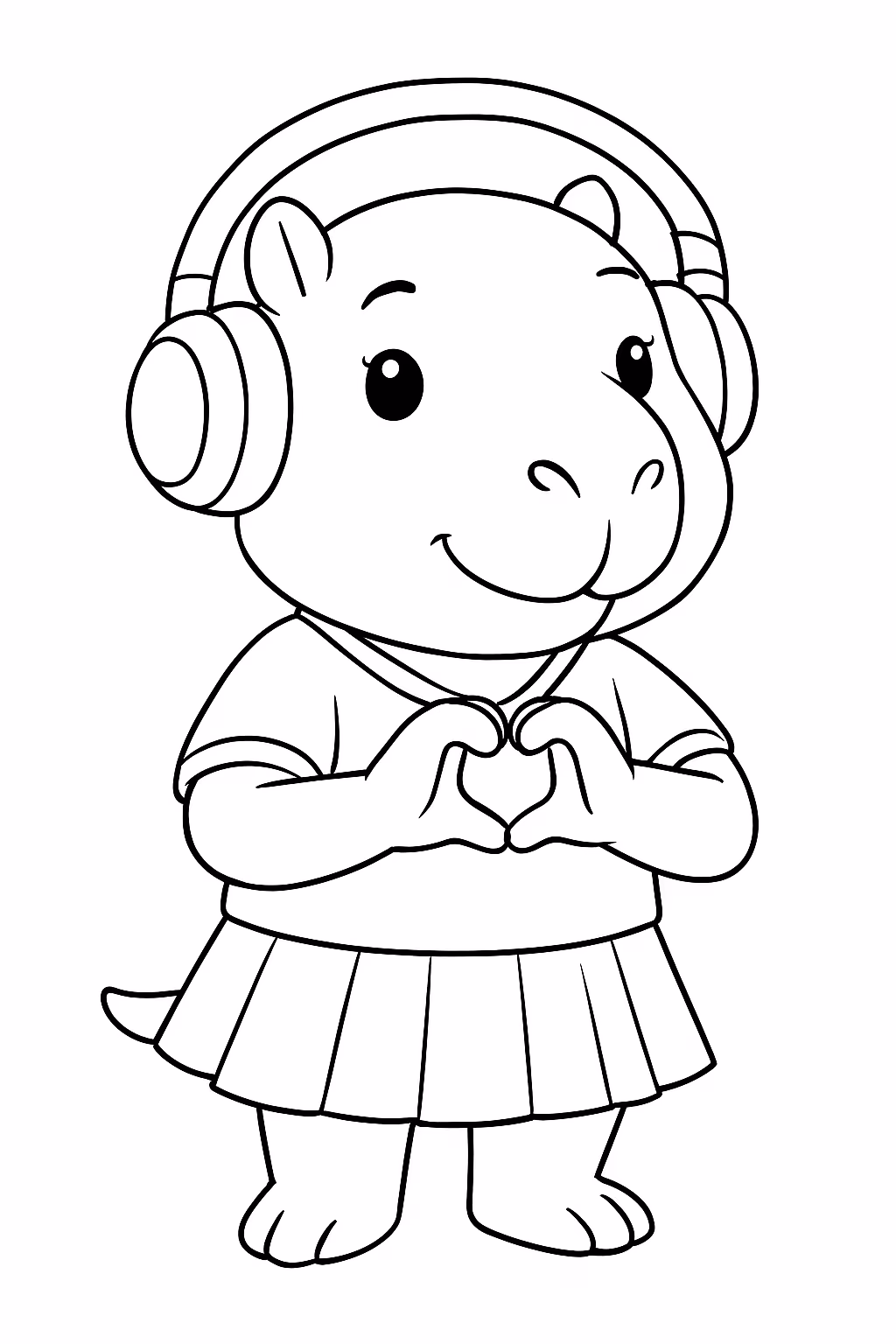 Capivara k pop fazendo coracao com dedos para colorir — desenho para imprimir